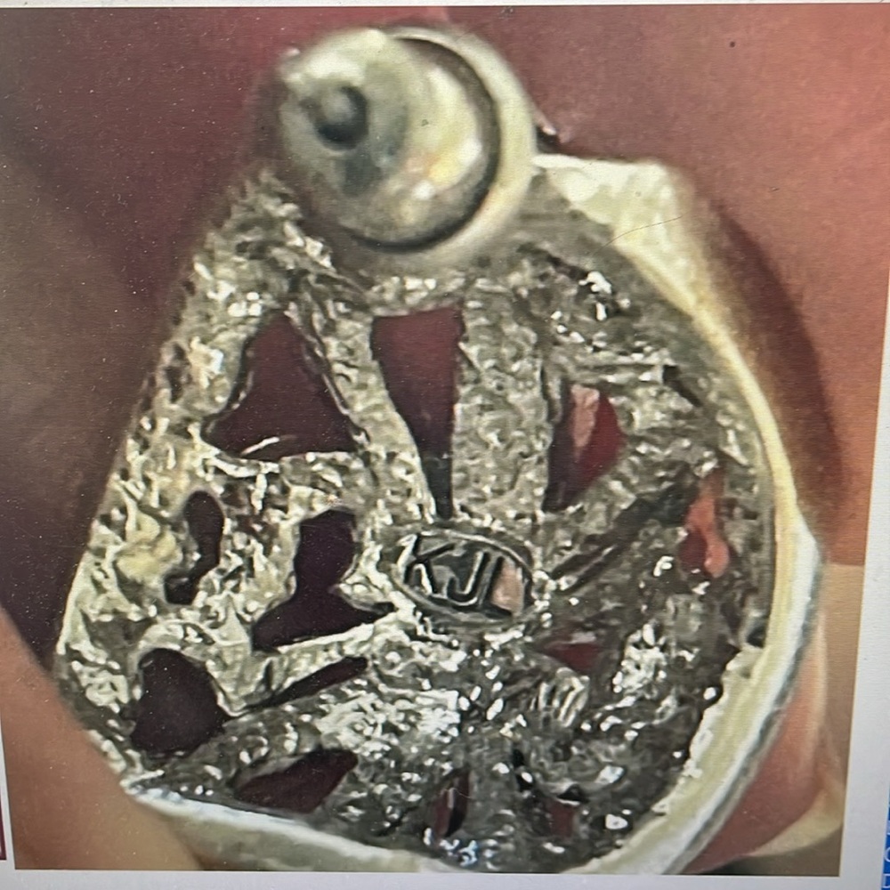 Vtg Kenneth Jay Lane Dome Hoop Earring Post Rhine… - image 6